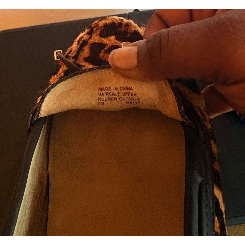 Michael Kors Leopard Haircalf Loafers Brown Tan Womens 7M MK Logo - Picture 5 of 5